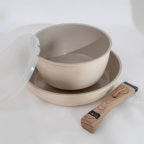 巧厨可拆卸煎锅奶锅不粘锅套装