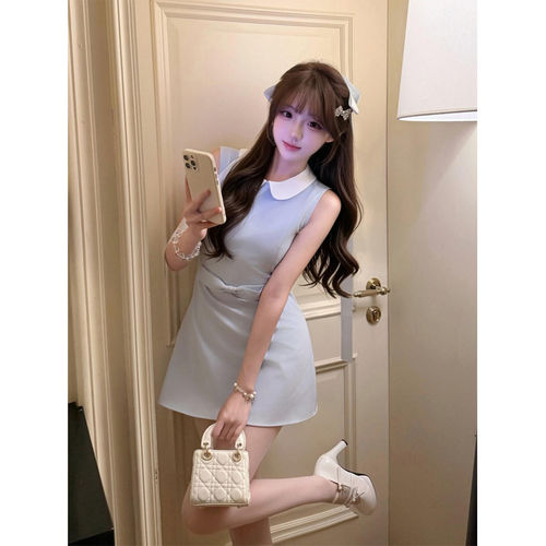 原版做法+内里  娃娃领连衣裙女收腰显瘦无袖背心裙