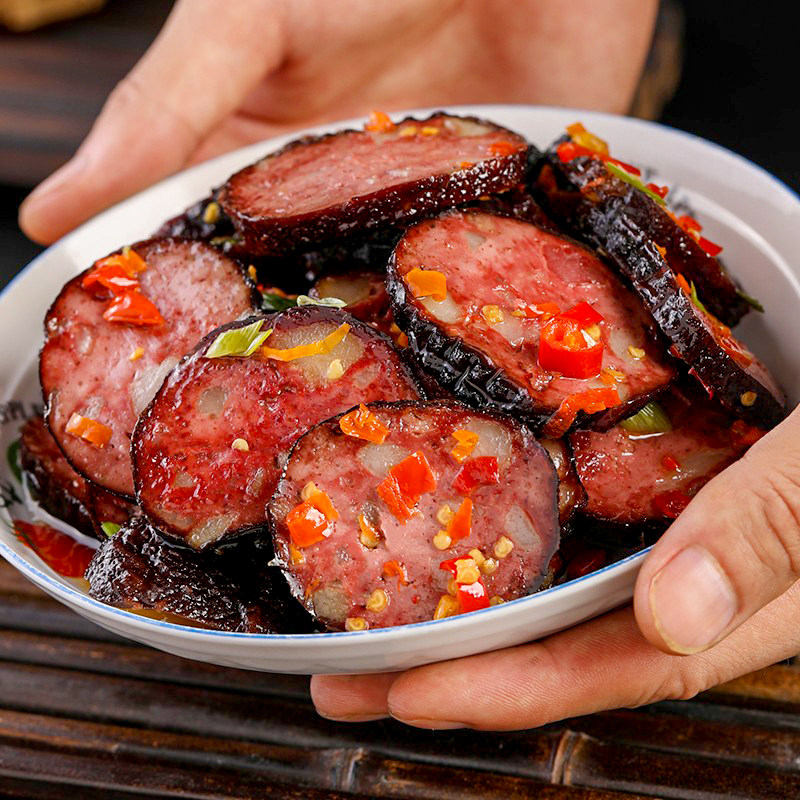 湖南特产农家柴火猪血丸子260g烟熏邵阳特产猪血粑粑豆腐丸子圆子