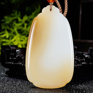 新疆大师冯立辉作品和田玉且末糖羊脂白玉平安无事牌39.84克