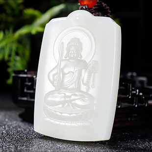 新疆和田玉羊脂白玉不动明王挂件47.15克 大师张亚龙作品