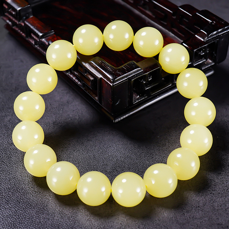 新疆和田玉若羌黄玉手链手串45.59克 卡12 大师郭磊作品