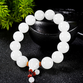 新疆大师冯立辉作品 新疆和田玉羊脂玉手串77.80克 卡15