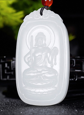 新疆大师冯立辉作品和田玉羊脂白玉不动明王挂件39.70克