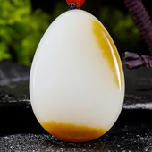 新疆大师冯立辉作品和田玉且末料糖羊脂白玉平安牌挂件28.13克