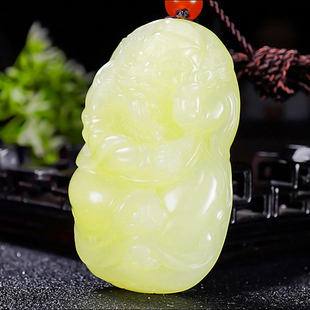 新疆和田玉若羌鸡油黄黄玉钟馗挂件52.06克 新疆大师郭磊作品