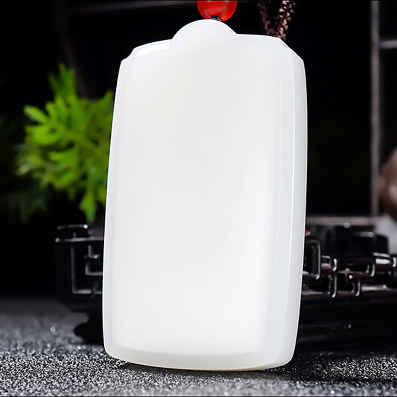 新疆大师郭磊作品和田玉过灯油膏料羊脂白玉平安无事牌挂件87.89