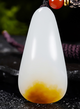 新疆大师郭磊作品和田玉且末糖羊脂白玉时来运转水滴挂件18.26克