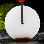 新疆和田玉且末料一口糖羊脂玉平安扣挂件20.95克大师冯立辉作品