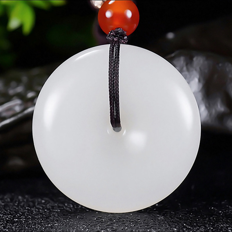 新疆和田玉过灯羊脂白玉平安扣挂件A 直径25mm