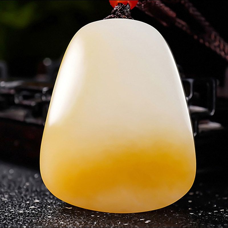 新疆张亚龙作品和田玉糖羊脂白玉且末料平安无事牌挂件29.72克