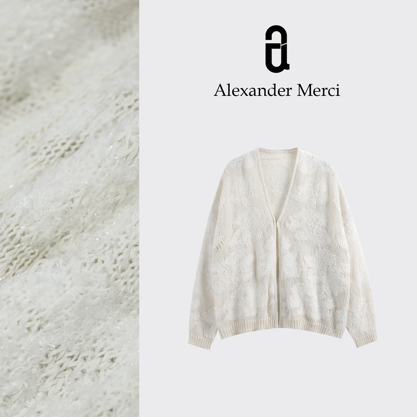 【雪绒花】定制纱线针织雪花浮雕开衫 D25T52504