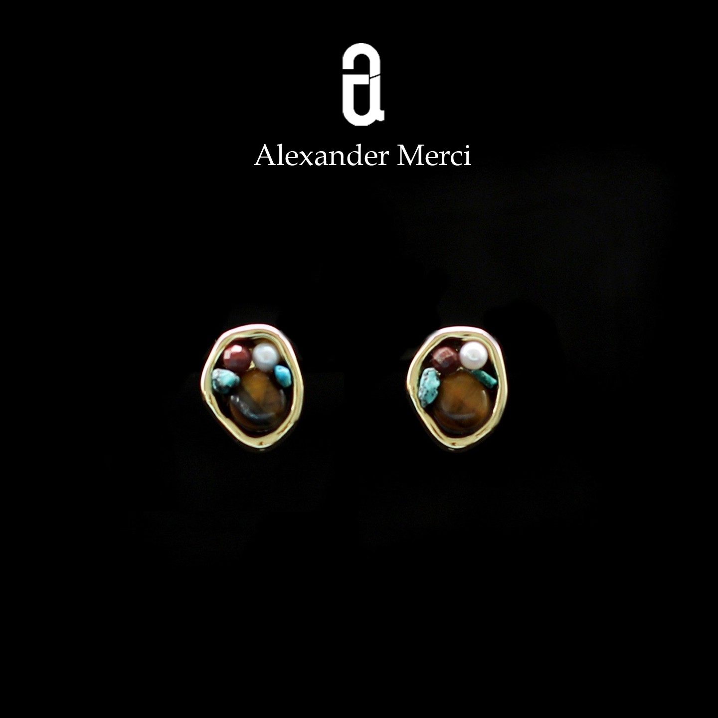 小众设计师纯天然石耳钉 AD25S120933