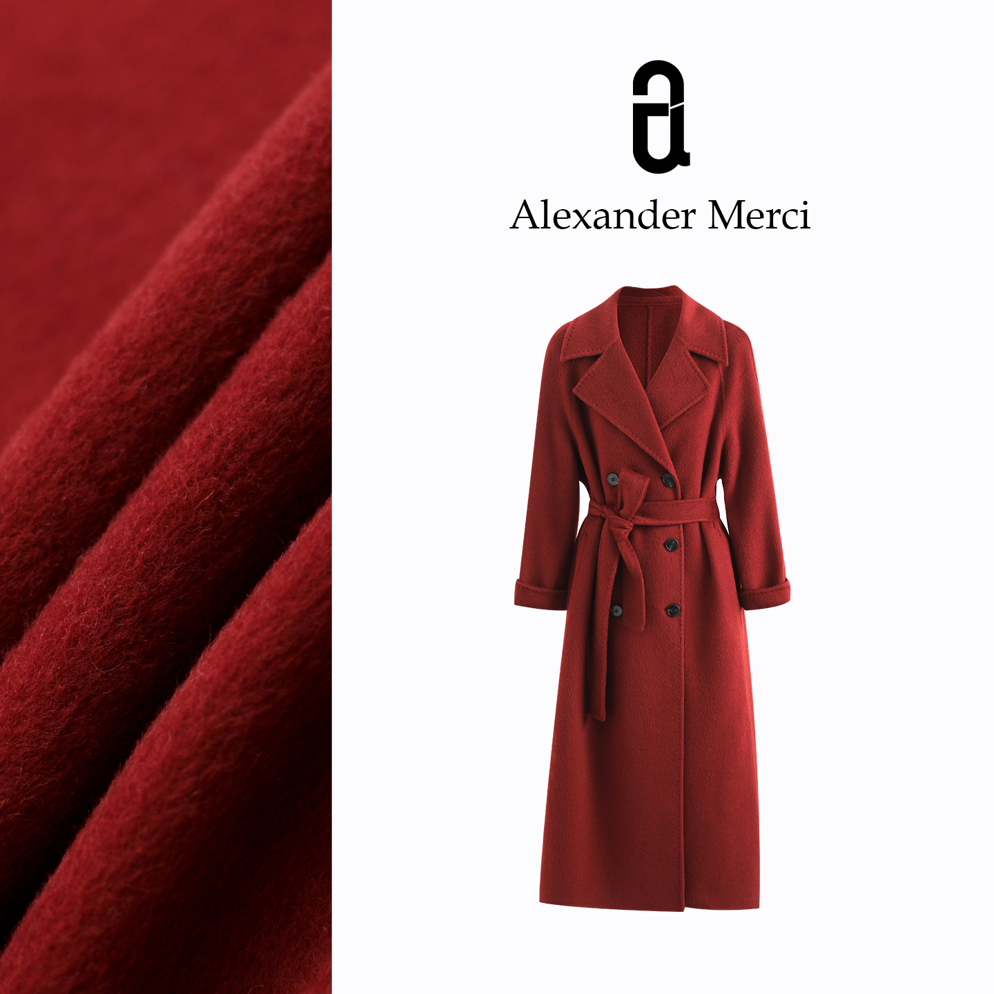 【花木兰】大女主系列 气场全开木兰红羊绒大衣 D25T10221