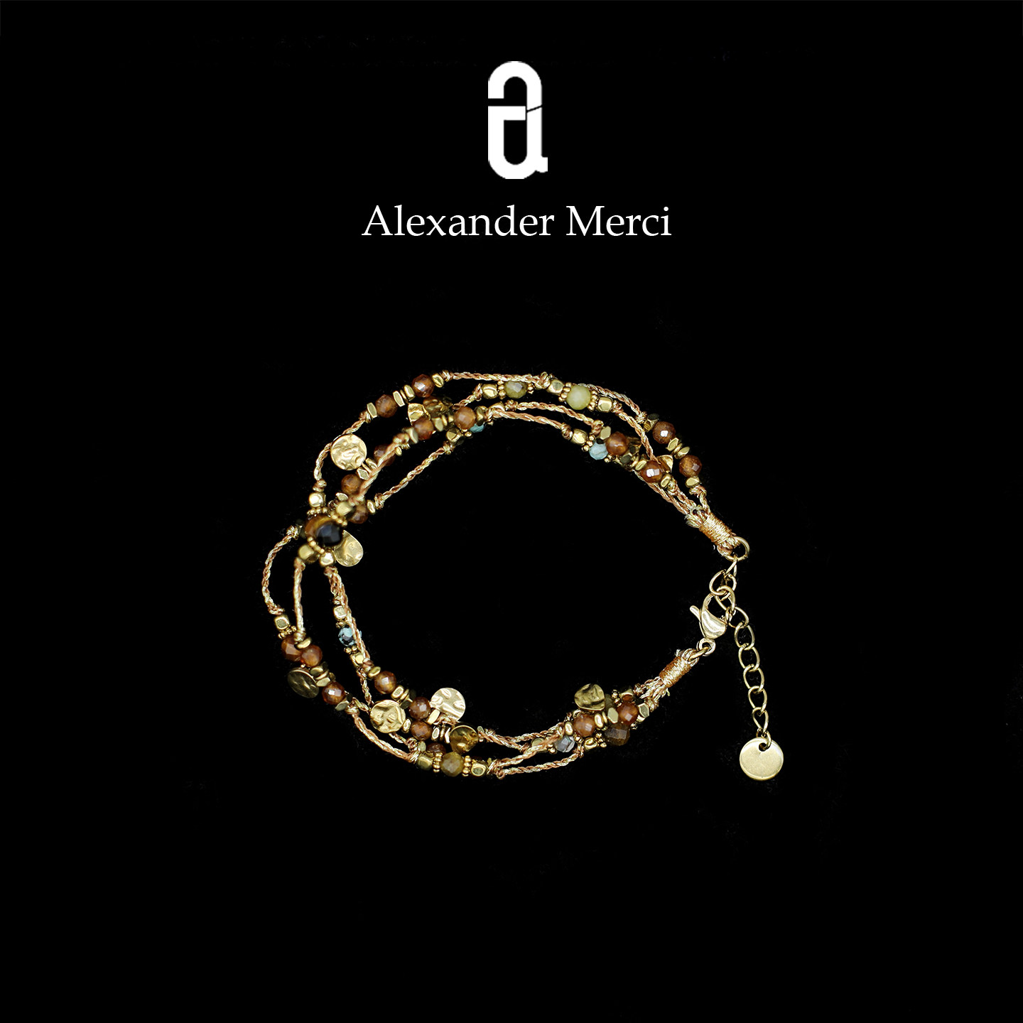 希腊订单重工纯手工编织天然橙榴石手链AD25S120927