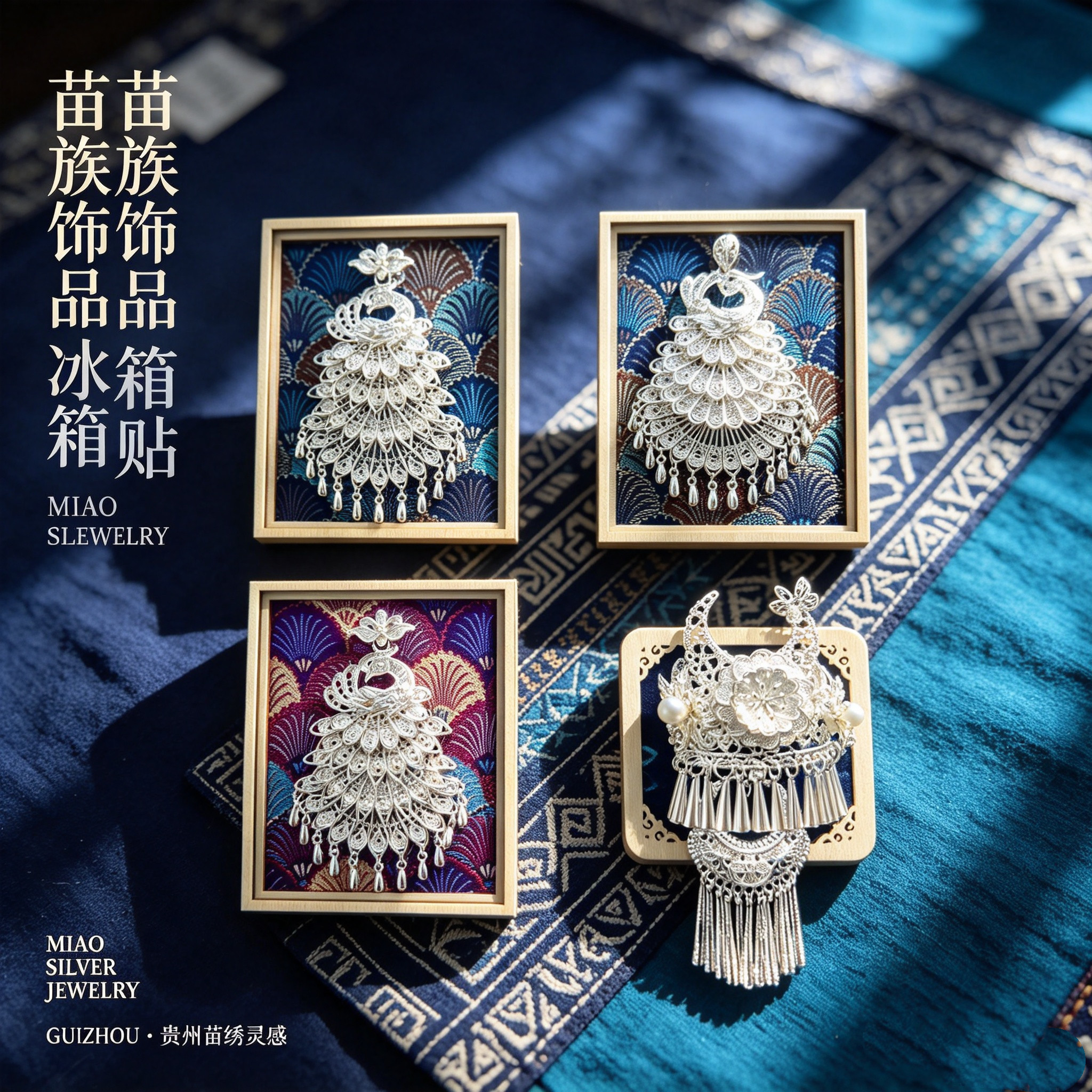 贵州云南苗族苗银特色头饰文创冰箱贴千户苗寨贵阳凤凰旅游纪念品