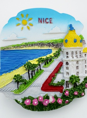树脂法国尼斯蓝色海岸文创冰箱贴旅游纪念品磁吸贴工艺品伴手礼