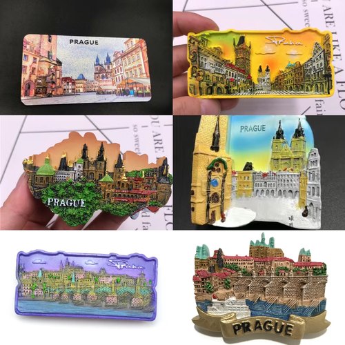 捷克旅游纪念品冰箱贴磁性树脂工艺品布拉格广场Prague磁铁