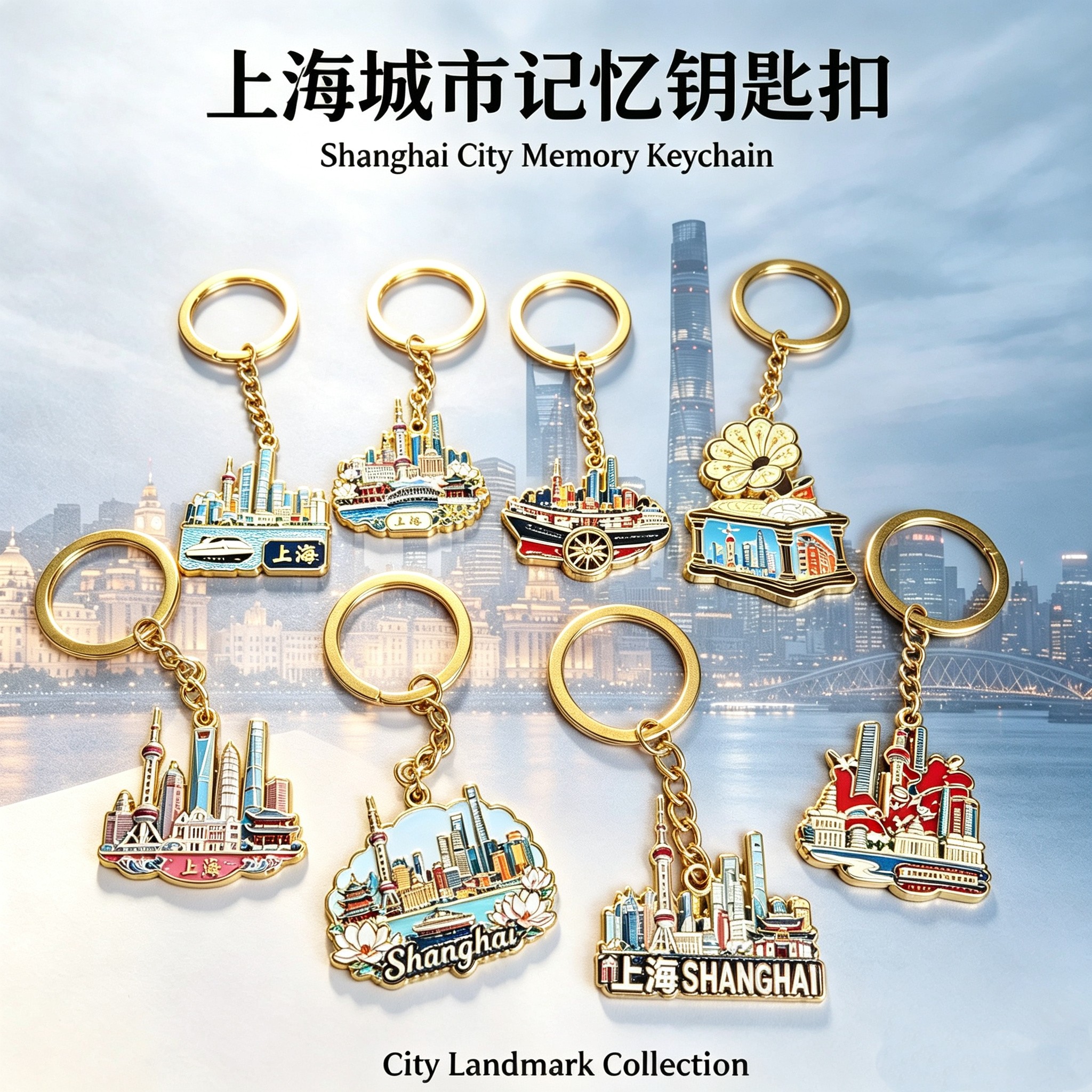 金属东方明珠文创纪念钥匙扣