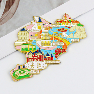 大连旅游纪念品冰箱贴辽宁磁性木质树脂工艺品渔人码头白玉山