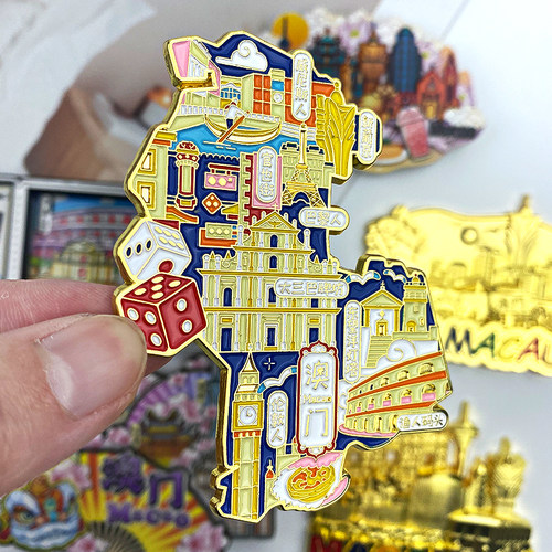 澳门旅游纪念品冰箱贴磁性金属三八牌坊手信小礼品木质树脂