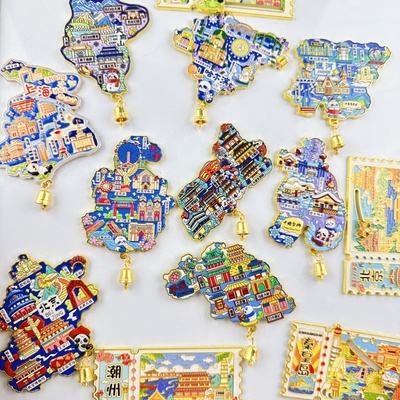 苏州南京宏村重庆天坛长白山三亚西安金属城市文创冰箱贴合集