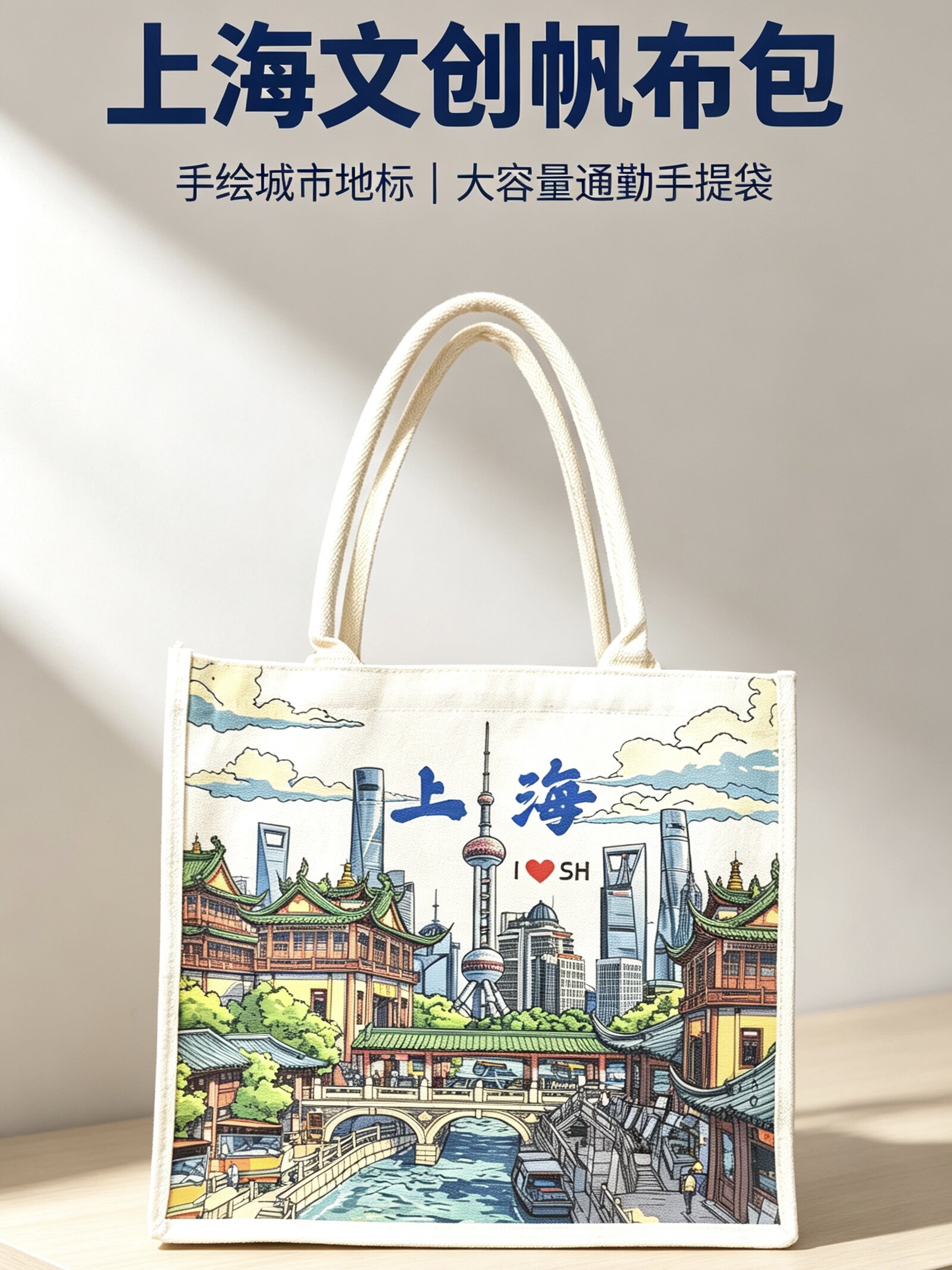 上海帆布印象托特包文创城市手提袋休闲百搭大容量包包送朋友										