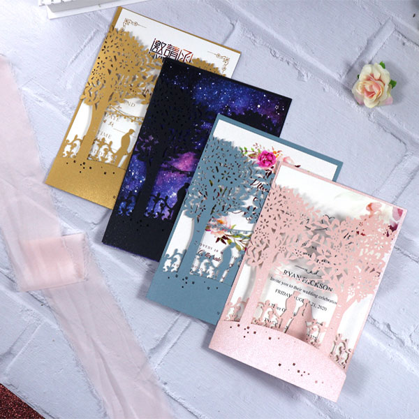 新郎新娘婚庆请帖结婚创意小清新西式请柬婚礼邀请函烫金定制喜帖