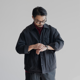 雾撞山野翻领短款羽绒服男90白鸭绒日系轻薄保暖夹克工装外套宽松