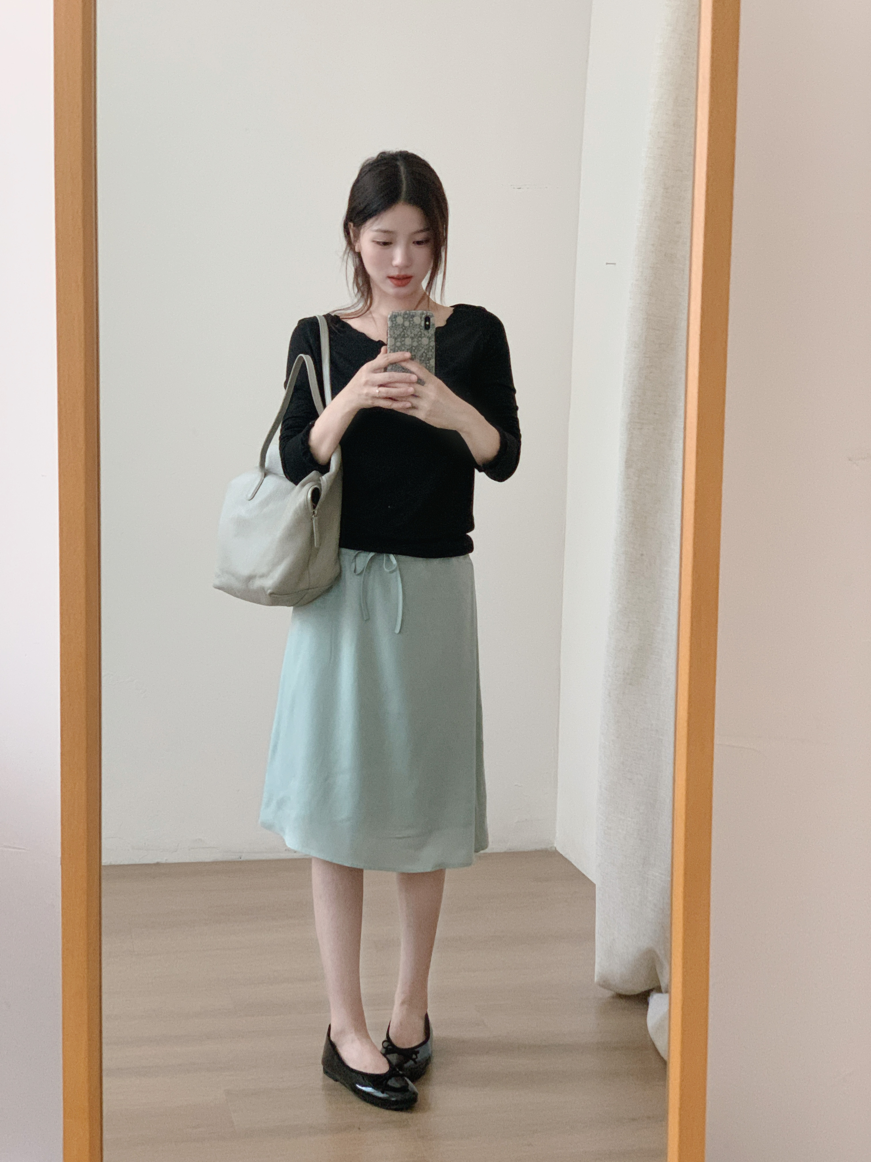 鱼没放 绸缎半身裙 绑带直筒裙