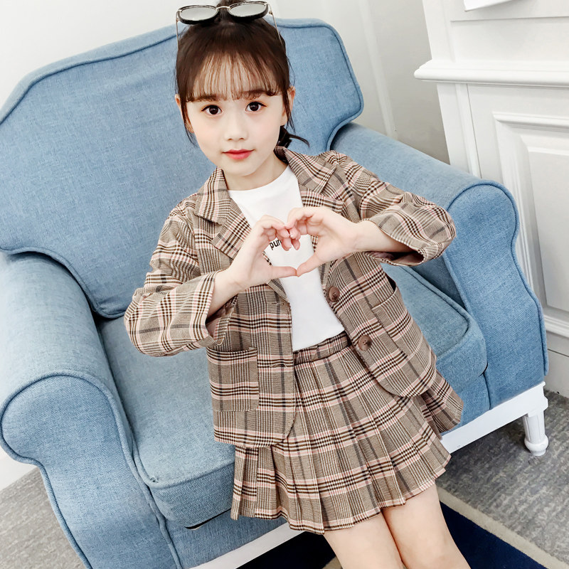 女童西装春装外套2026新款洋气春秋款大童衣服女孩套装裙子时髦