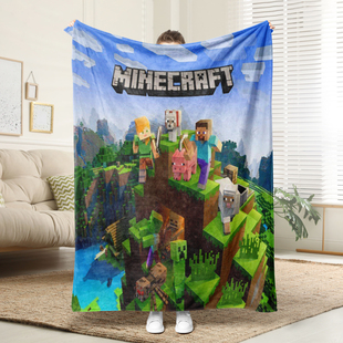 我的世界周边厚法兰绒毛毯子卡通游戏世界男孩动漫休闲毯沙发盖毯