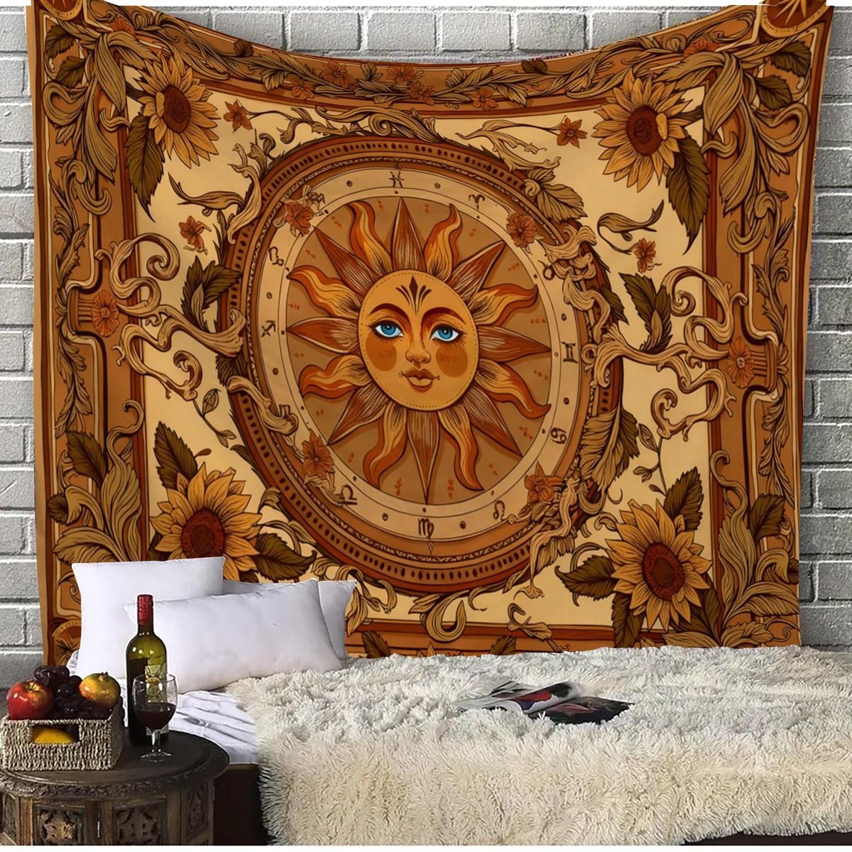 复古房间背景布波西米亚壁毯壁挂墙壁装饰挂布太阳月亮曼陀罗挂毯,居家布艺,挂毯/壁毯,淘宝优惠券,粉丝福利购,淘宝优惠卷
