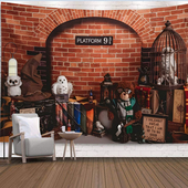 哈利波特魔法学院背景布魔法城堡墙面装 饰挂毯生日背景墙布挂布