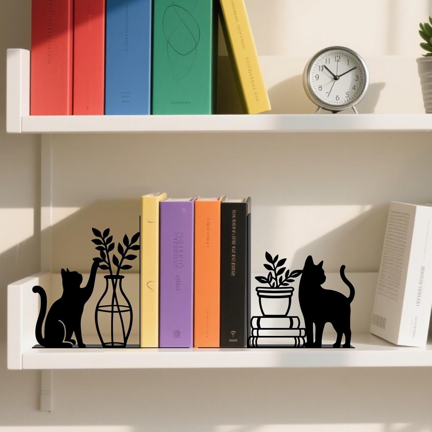 金属猫咪温馨氛围感书挡创意书靠挡板书立桌面书本收纳装饰摆件,文具电教/文化用品/商务用品,书立,淘宝优惠券,粉丝福利购,淘宝优惠卷