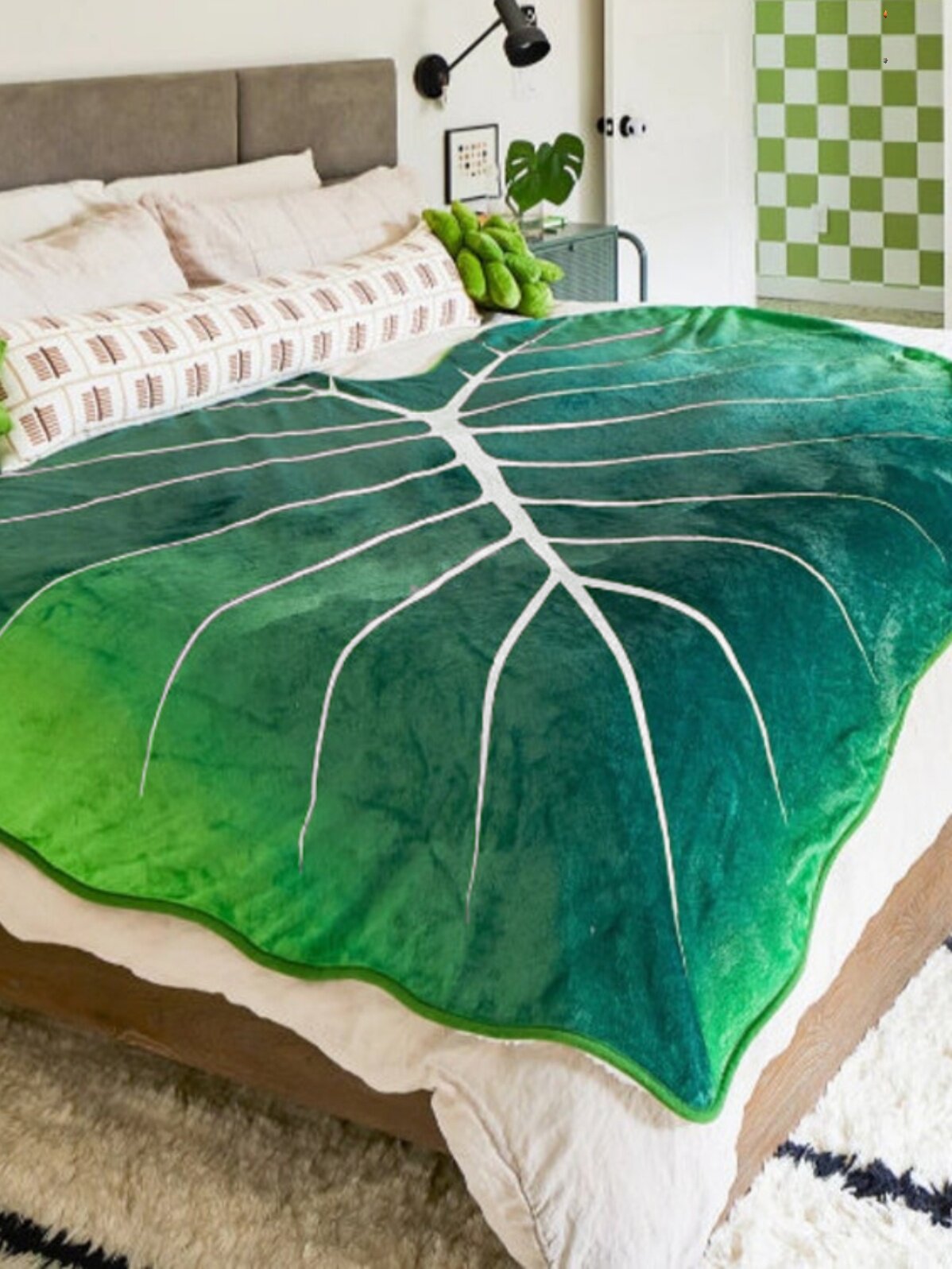 대외 무역 녹색 잎 모양의 플란넬 GLORIOSUM 잎 담요 침대 소파 에어컨 담요 창조적 인 선물 기능