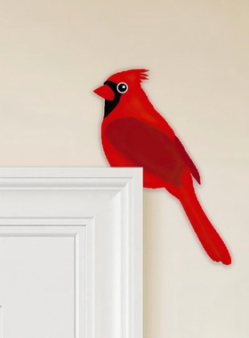 木质红色小鸟门角装饰品