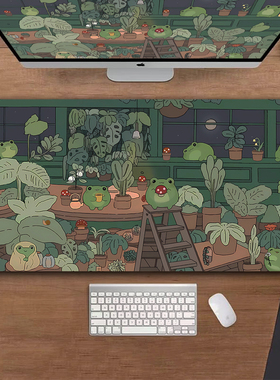 卡哇伊青蛙桌垫 大型游戏鼠标垫可爱鼠标垫动漫美学舒适Lofi桌垫