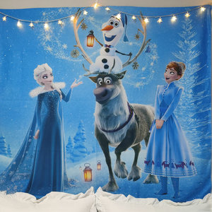 冰雪奇缘挂布艾莎大背景布儿童卧室宿舍床头墙壁装饰挂毯免打孔