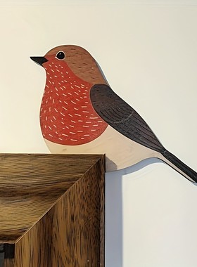 木质小鸟门框门角装饰摆件