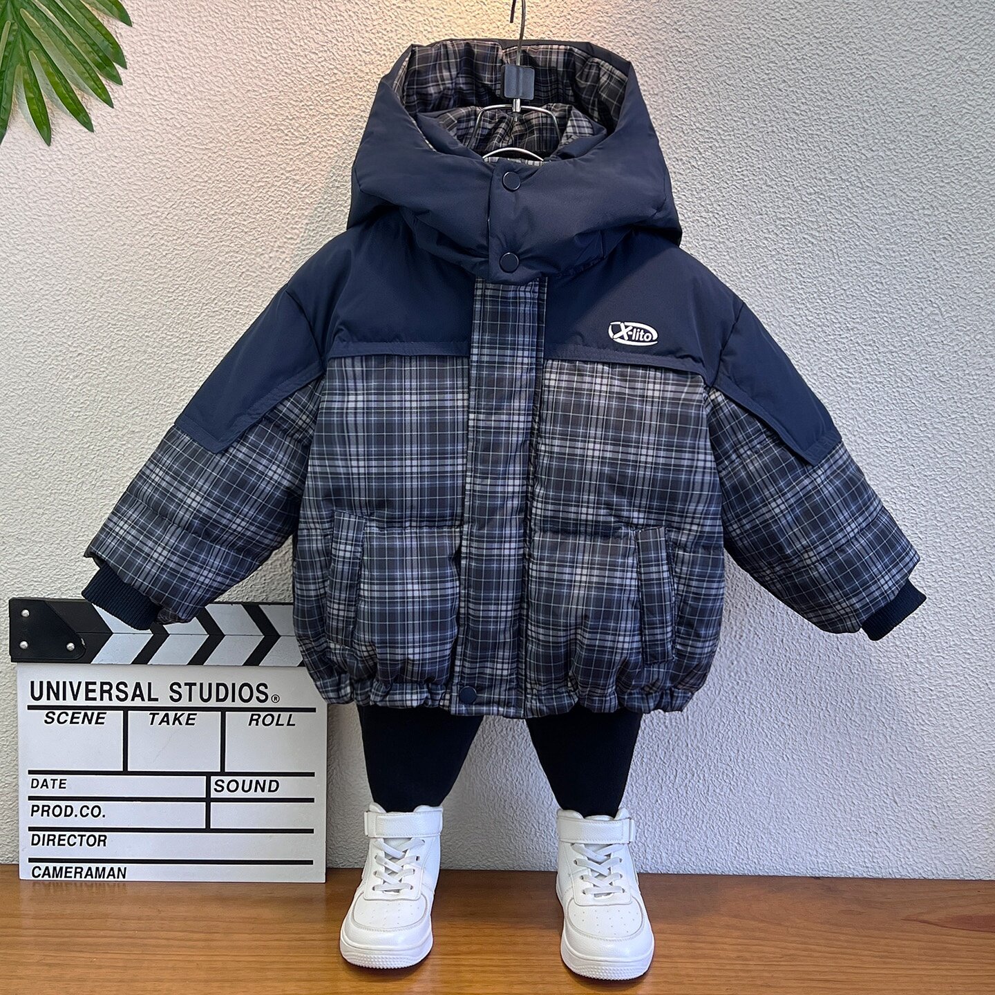 儿童羽绒服90白鸭绒2025冬装新款男童格子棉衣外套潮宝宝加厚棉袄