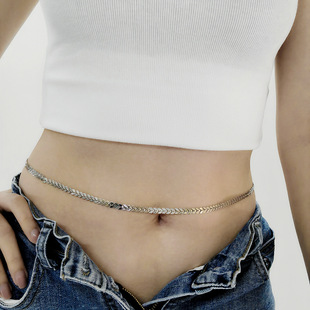 银色蛇骨金属链条百搭女装饰身体链配连衣裙子细腰带时尚腰间配饰