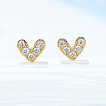 Gem miner 18K Gold Heart Diamond Earrings cute little fresh heart love earrings earrings earrings girl