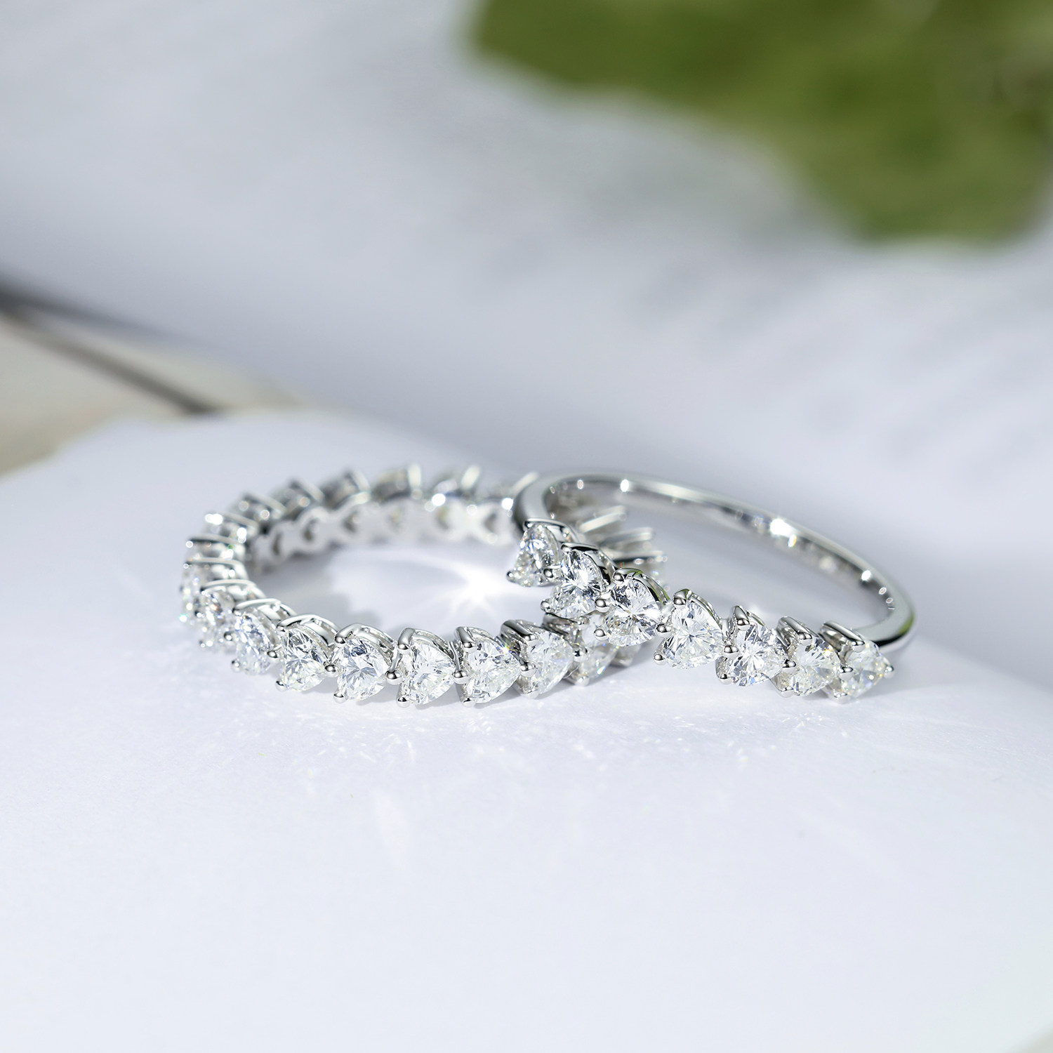 宝石矿工 18k白金全钻7钻心形爪镶钻石戒指 玲珑心排戒钻戒女戒