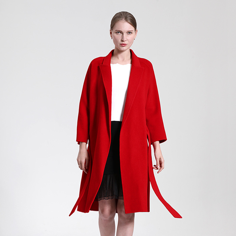2025年新款双面羊绒大衣女中长款过膝时尚高端羊毛呢风衣外套定制