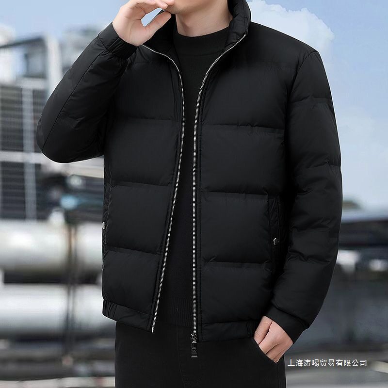 冬季新款羽绒服外套男2024年立领短款时尚休闲白鸭绒男士保暖衣服