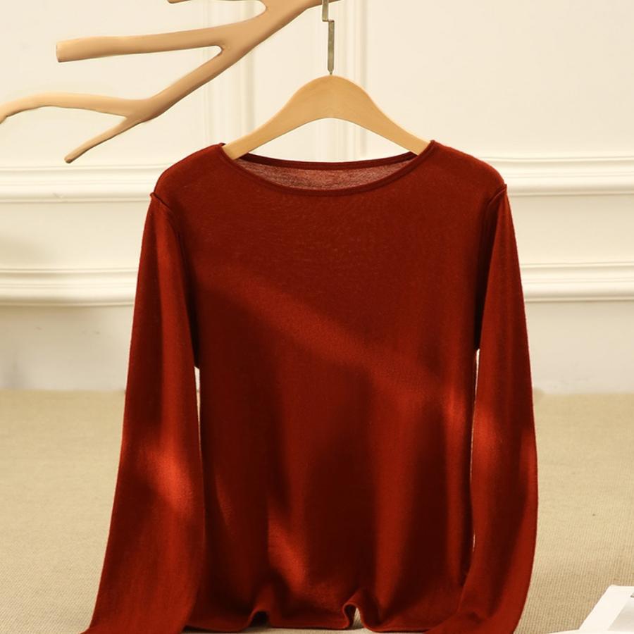 鄂尔*斯产圆领套头毛衣18针加密100%纯山羊绒衫女冬季针织打底衫