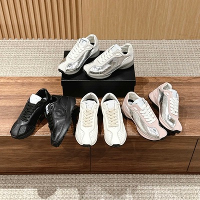 外贸小香风百搭真皮系带厚底休闲运动鞋女新款舒适透气老爹鞋女