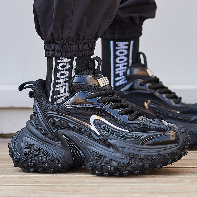 春季欧洲站男鞋机甲厚底巴黎老爹鞋运动休闲黑武士轮胎潮鞋男