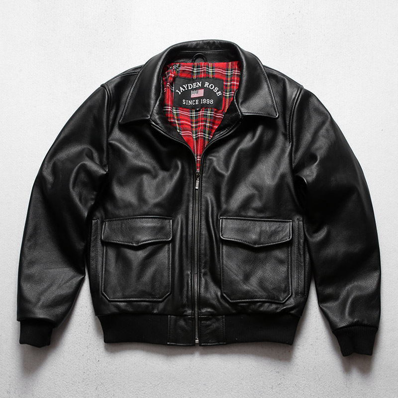 G1真皮空飞行员夹克男休闲真头层牛皮皮衣